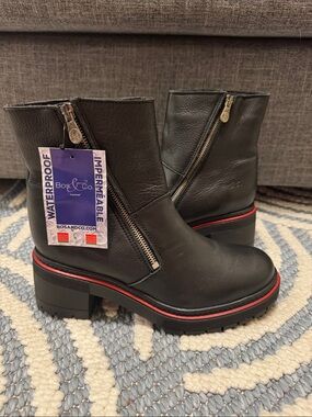 Bos. & Co. Zap Waterproof Leather Ankle Boots Black Lug Sole Portugal EU 38